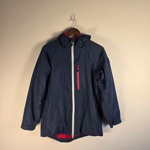 Chick-fil-A Team Style Oobe Jacket Mens Medium Navy Blue Hooded Windbreaker Logo